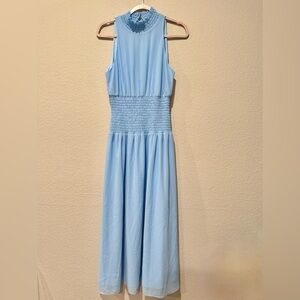 Alexia Admor Midi‎ Dress Women’s Medium Blue Ruched Halter Stretch Lightweight